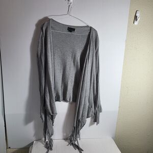 Jeans By Buffalo Gray Fringe Open Front Cardigan Size XS